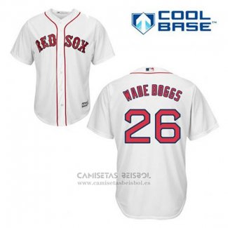 Camiseta Beisbol Hombre Boston Red Sox 26 Wade Boggs Blanco Primera Cool Base