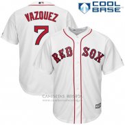 Camiseta Beisbol Hombre Boston Red Sox 7 Christian Vazquez Blanco Cool Base