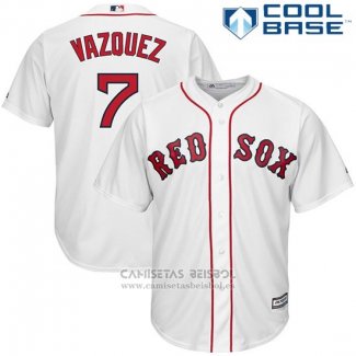 Camiseta Beisbol Hombre Boston Red Sox 7 Christian Vazquez Blanco Cool Base