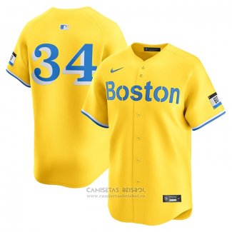 Camiseta Beisbol Hombre Boston Red Sox David Ortiz City Connect Retired Oro