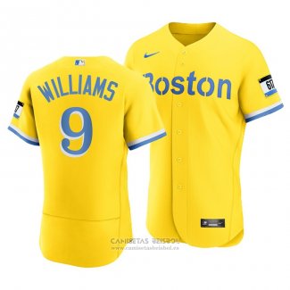 Camiseta Beisbol Hombre Boston Red Sox Ted Williams 2021 City Connect Autentico Oro