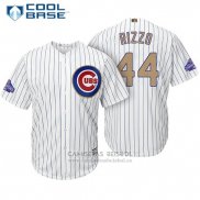 Camiseta Beisbol Hombre Chicago Cubs 44 Anthony Rizzo Blanco Oro Cool Base