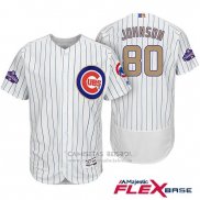Camiseta Beisbol Hombre Chicago Cubs 80 Pierce Johnson Blanco Oro Flex Base