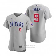 Camiseta Beisbol Hombre Chicago Cubs Javier Baez Autentico 2020 Road Gris