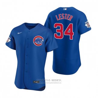 Camiseta Beisbol Hombre Chicago Cubs Jon Lester Autentico 2020 Alterno Azul