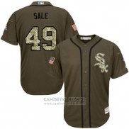 Camiseta Beisbol Hombre Chicago White Sox 49 Chris Sale Verde Salute To Service