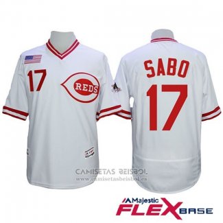Camiseta Beisbol Hombre Cincinnati Reds 17 Chris Sabo Autentico Collection Flex Base Blanco