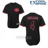 Camiseta Beisbol Hombre Cincinnati Reds Brandon Phillips 4 Negro Fashion Cool Base