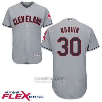 Camiseta Beisbol Hombre Cleveland Indians 30 Tyler Naquin Gris Flex Base