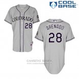 Camiseta Beisbol Hombre Colorado Rockies Nolan Arenado 28 Gris Cool Base