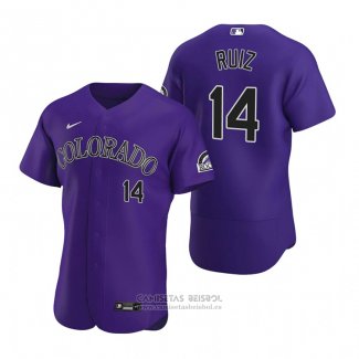 Camiseta Beisbol Hombre Colorado Rockies Rio Ruiz Autentico Alterno Violeta