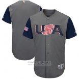 Camiseta Beisbol Hombre Estados Unidos Clasico Mundial de Beisbol 2017 Personalizada Gris