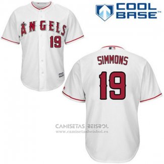 Camiseta Beisbol Hombre Los Angeles Angels Andrelton Simmons Blanco Cool Base Autentico