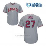 Camiseta Beisbol Hombre Los Angeles Angels Mike Trout 27 Gris Cool Base