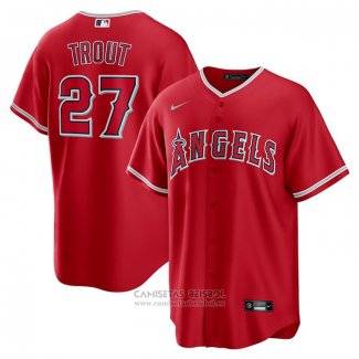 Camiseta Beisbol Hombre Los Angeles Angels Mike Trout Alterno Replica Rojo