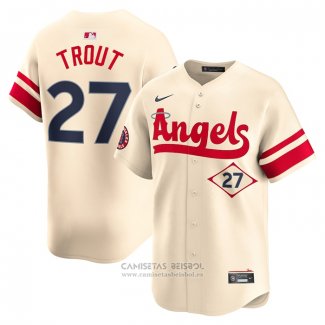Camiseta Beisbol Hombre Los Angeles Angels Mike Trout City Connect Limited Crema
