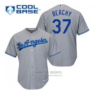 Camiseta Beisbol Hombre Los Angeles Dodgers Brandon Beachy 37 Gris Cool Base