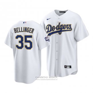 Camiseta Beisbol Hombre Los Angeles Dodgers Cody Bellinger 2021 Gold Program Replica Blanco