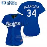 Camiseta Beisbol Hombre Los Angeles Dodgers Fernando Valenzuela 34 Azul Cool Base