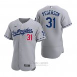 Camiseta Beisbol Hombre Los Angeles Dodgers Joc Pederson Autentico 2020 Road Gris