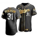 Camiseta Beisbol Hombre Los Angeles Dodgers Joc Pederson Black 2020 World Series Champions Golden Limited Authentic