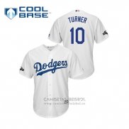 Camiseta Beisbol Hombre Los Angeles Dodgers Justin Turner 2019 Cool Base Blanco