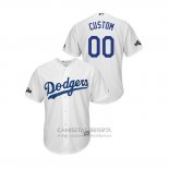 Camiseta Beisbol Hombre Los Angeles Dodgers Personalizada 2019 Postemporada Cool Base Blanco