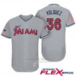Camiseta Beisbol Hombre Miami Marlins 2017 Estrellas y Rayas Edinson Volquez Gris Flex Base