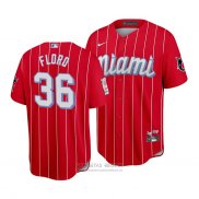 Camiseta Beisbol Hombre Miami Marlins Dylan Floro 2021 City Connect Replica Rojo