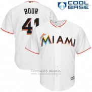 Camiseta Beisbol Hombre Miami Marlins Justin Bour Blanco Cool Base