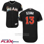 Camiseta Beisbol Hombre Miami Marlins Marcell Ozuna Negro Autentico Collection Flex Base