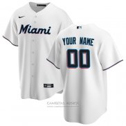 Camiseta Beisbol Hombre Miami Marlins Personalizada Replica Primera Blanco