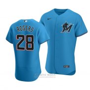 Camiseta Beisbol Hombre Miami Marlins Trevor Rogers Autentico Alterno Azul