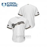 Camiseta Beisbol Hombre Milwaukee Brewers 2019 Postemporada Cool Base Blanco