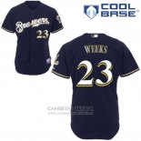 Camiseta Beisbol Hombre Milwaukee Brewers Azul Rickie Weeks Cool Base Jugador