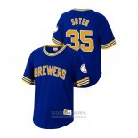 Camiseta Beisbol Hombre Milwaukee Brewers Brent Suter Cooperstown Collection Azul