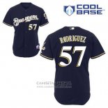 Camiseta Beisbol Hombre Milwaukee Brewers Francisco Rodriguez 57 Azul Alterno Cool Base