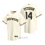 Camiseta Beisbol Hombre Milwaukee Brewers Jace Peterson Replica Primera Crema