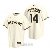 Camiseta Beisbol Hombre Milwaukee Brewers Jace Peterson Replica Primera Crema