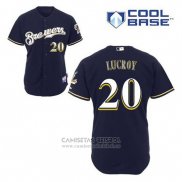 Camiseta Beisbol Hombre Milwaukee Brewers Jonathan Lucroy 20 Azul Alterno Cool Base