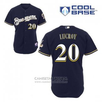 Camiseta Beisbol Hombre Milwaukee Brewers Jonathan Lucroy 20 Azul Alterno Cool Base