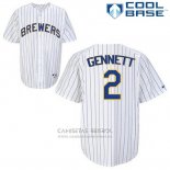 Camiseta Beisbol Hombre Milwaukee Brewers Scooter Gennett 2 Blanco Cool Base