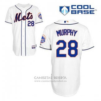 Camiseta Beisbol Hombre New York Mets Daniel Murphy 28 Blanco Alterno Cool Base