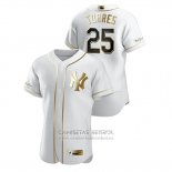 Camiseta Beisbol Hombre New York Yankees Gleyber Torres Golden Edition Autentico Blanco