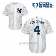 Camiseta Beisbol Hombre New York Yankees Lou Gehrig 4 Blanco Primera Cool Base