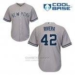 Camiseta Beisbol Hombre New York Yankees Mariano Rivera 42 Gris Cool Base