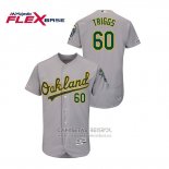 Camiseta Beisbol Hombre Oakland Athletics Andrew Triggs 150th Aniversario Patch Autentico Flex Base Gris