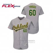 Camiseta Beisbol Hombre Oakland Athletics Andrew Triggs 150th Aniversario Patch Autentico Flex Base Gris