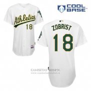 Camiseta Beisbol Hombre Oakland Athletics Ben Zobrist 18 Blanco Primera Cool Base