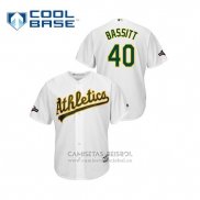 Camiseta Beisbol Hombre Oakland Athletics Chris Bassitt 2019 Postemporada Cool Base Blanco